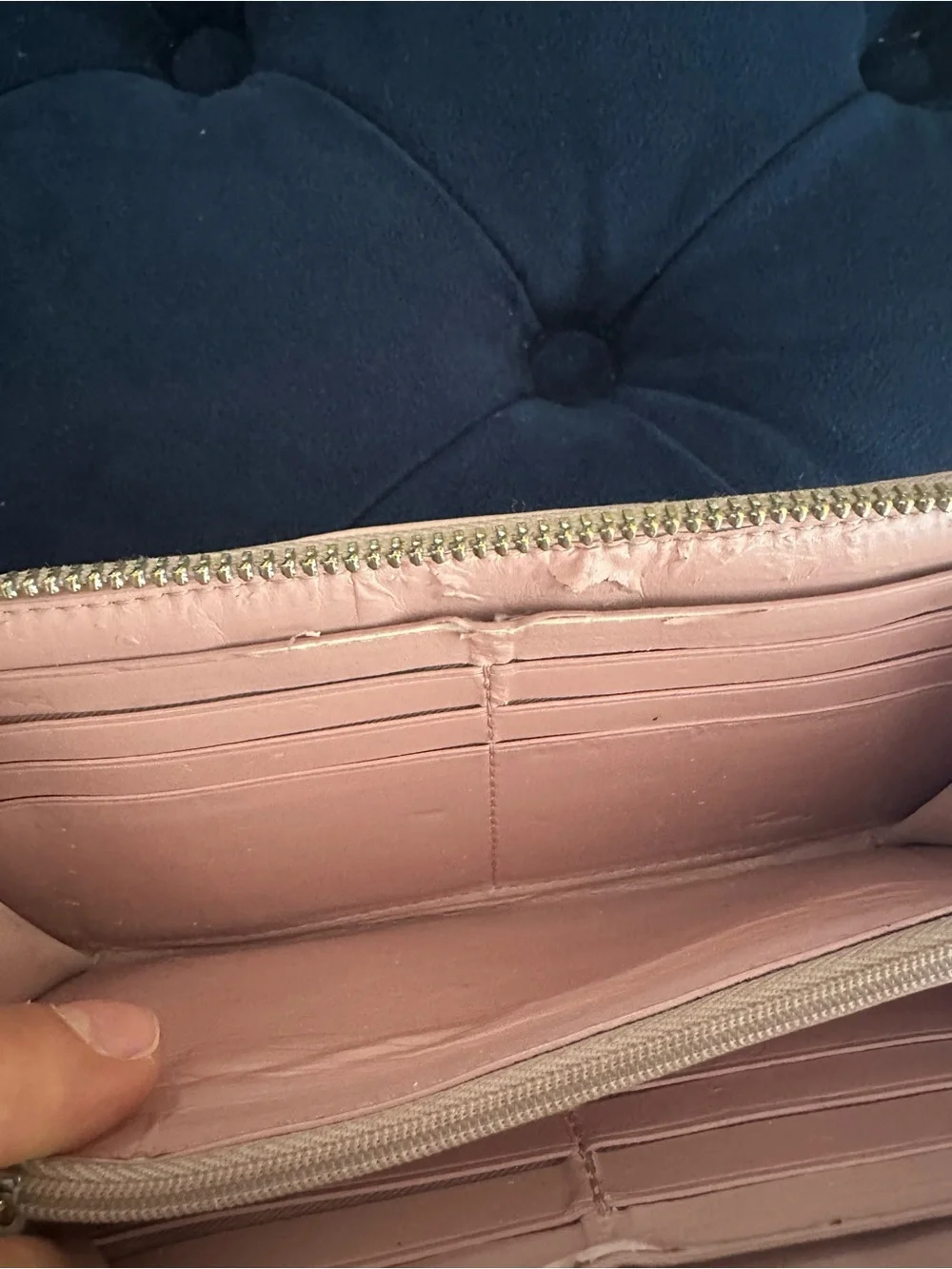 Coach Tan Signature Canvas Wallet with Pink Trim - Picture 6 of 10